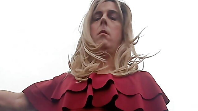 British Mature, Crossdresser Mature Solo, Crossdresser Outdoors, Cumshot