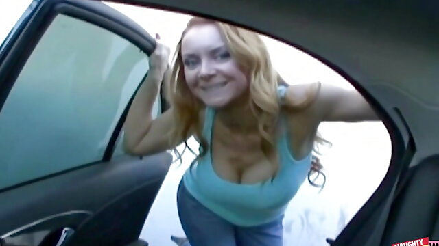 Being Plowed in a Car in Public Fills the Busty MILF with Happiness and Lust