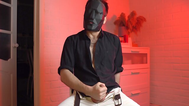 Masked Handsome Man Noel Dero Watches Kinky Porn And Jerks Off. Loud Moans And Orgasm Of A Young Guy