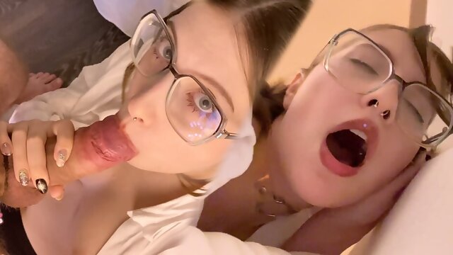 Beauty with glasses sucks dick and gets hot cum in her tight pussy (+18) - YourSofia