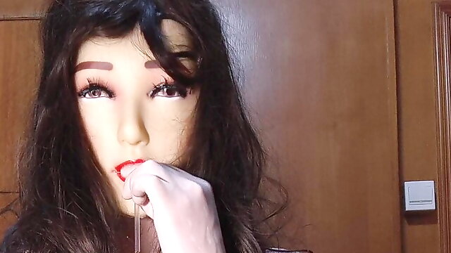 Latex Crossdresser, Homemade Chinese Ladyboy, Latex Doll, Doll Fetish