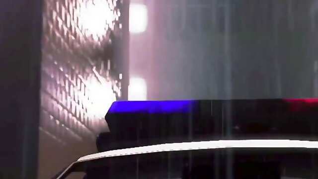 Purple Haired Hottie and Police Officers Outdoor Threesome