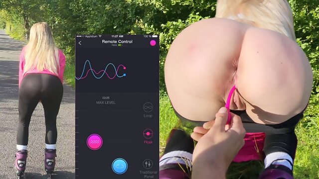 Remote controlled vibrator while exercising in public ends with hot anal