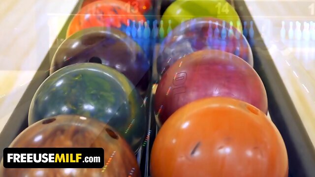 Aubrey Babcock & Armani Black take turns getting their big tits creamed while bowling and getting facialized