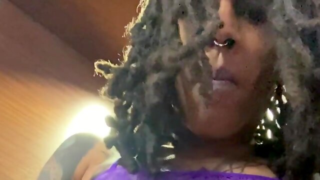 Warm Transgender Nymph Milks in Purple Underwear & Blows A Load on Herself