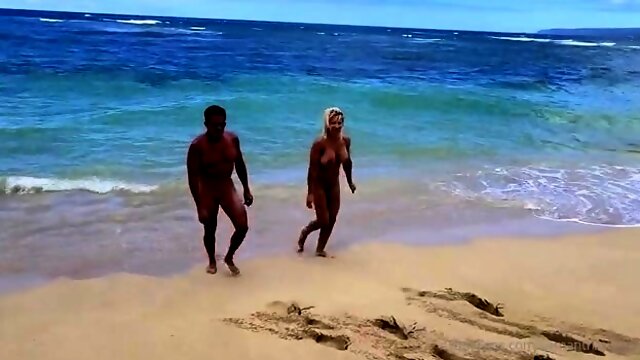 Stacked mature milf having fun with husband at nudist beach