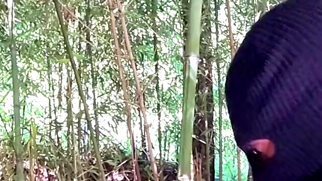 Plump Small-titted Brunette MILF Masturbates And Gets Fucked In the Bamboo Forest