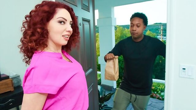 Good interracial dick-riding with a curly-haired redhead Kiki Daire