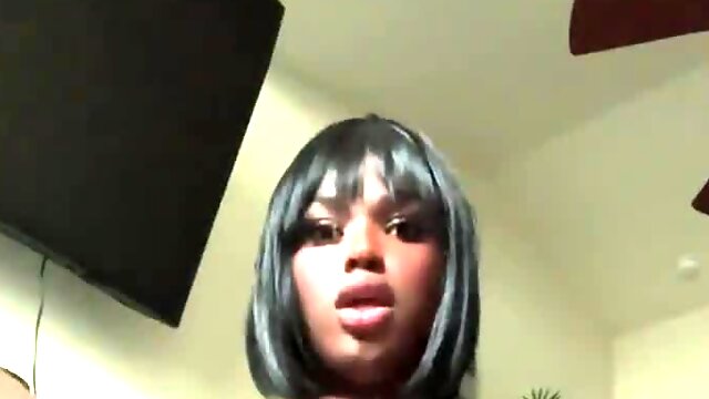 Small cock black Tgirl wanking