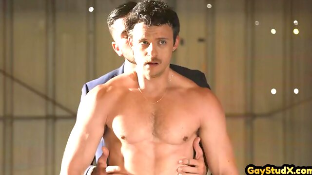 Dominant tattooed stud fucks his boyfriends ass with a cock and a bat