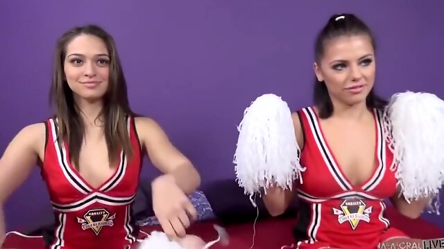 Young Cheerleaders In Old And Young Threesome With O