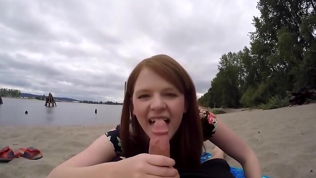 Teenager Couple Use Go-pro Camera To Make Coitus Video At Beach