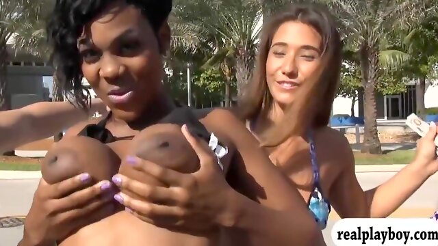 Hot Girls Flashed Their Tits In Public In Exchange For