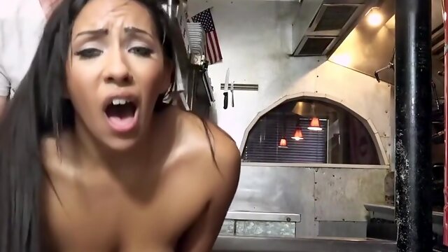 Perfect Huge Tits Latina Waitress Fucks