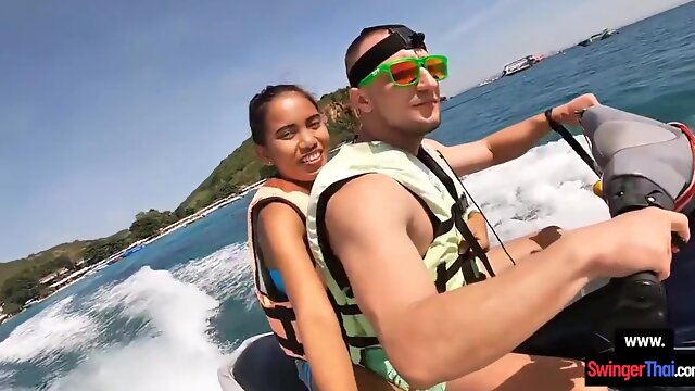 Asian Girlfriend Gives A Blowjob In Public On A Jetski