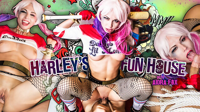 Harleys Fun House - Blonde Cosplay Riding With Aidra Fox