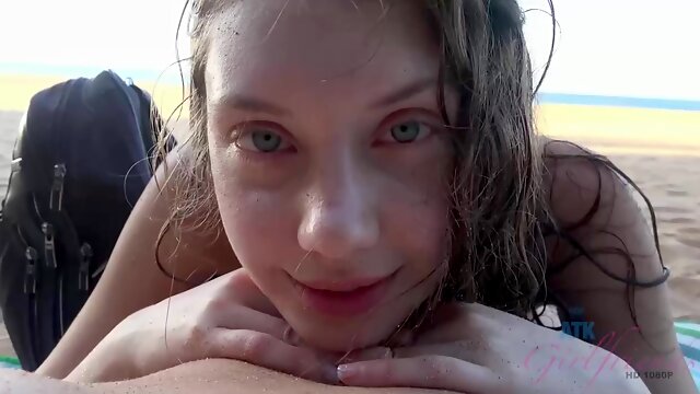 Elena Pees On The Beach And Sucks Your Cock Too With Elena Koshka