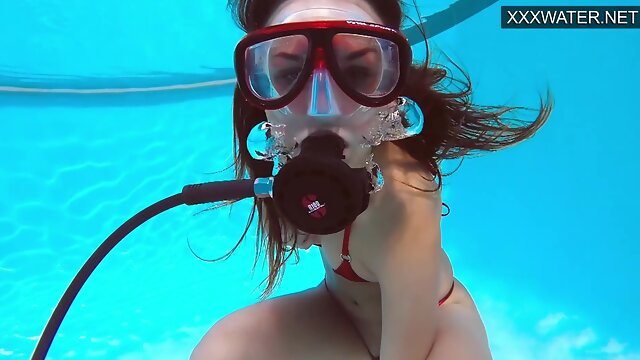 Lana Tanga In Red Lingerie Masturbating Underwater