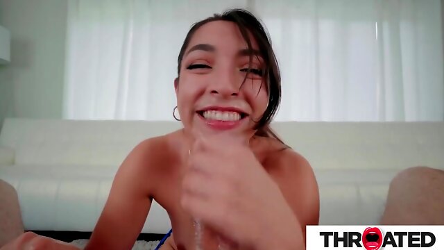 Petite Babe Can Barely Fit This Huge Cock In Her Mouth !