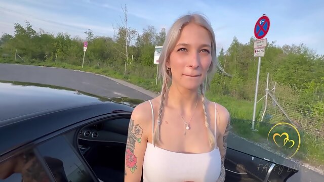 German Fairybond Public Sex Tour At Autobahn - Fucked By Benz Amg