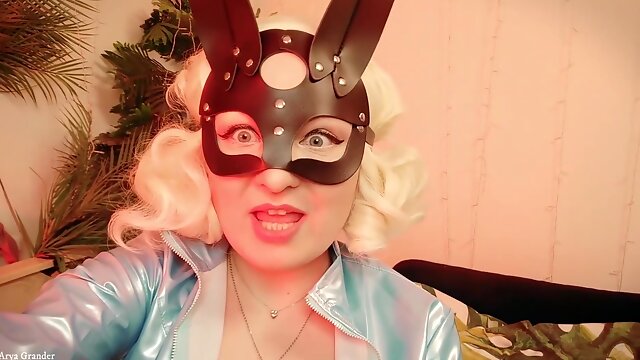 Strap-on Joi In Rabbit Mask And Pvc Coat - Sexy Blonde Milf Dirty Talk Role Play (arya Grander)
