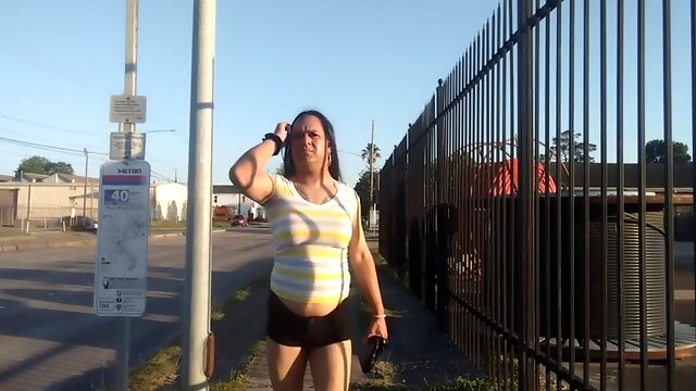 Crossdresser Slut Bianca At Bus Stop