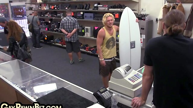 Amateur Blond Stud Fucked In Pawn Shop Office After Blo