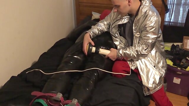 Jun 15 2022 - Rubber Boy In Rubber Has Fun With My Sweaty Shirt In Some Light Bondage