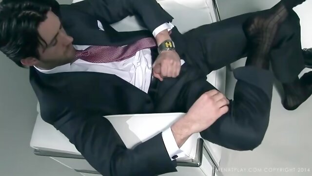 Suited Woody Fox Bound And Gagged And Jerked Off