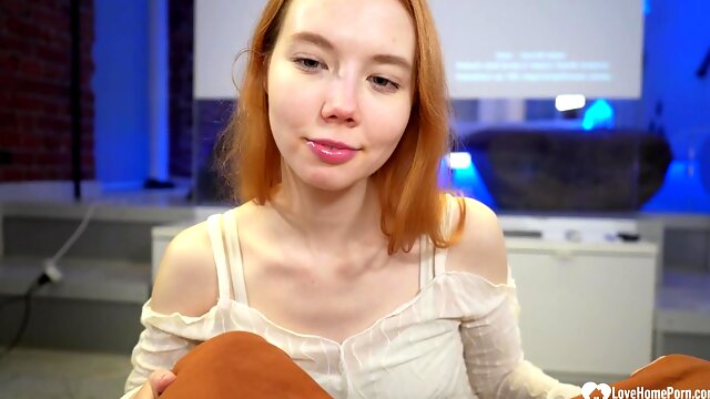 Redhead girlfriend loves to eat my hard male stick