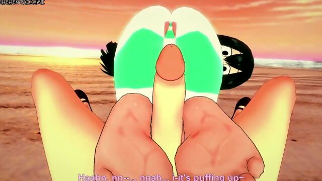 Tsuyu Asui Gives You a Footjob At The Beach! My Hero Academia Feet POV