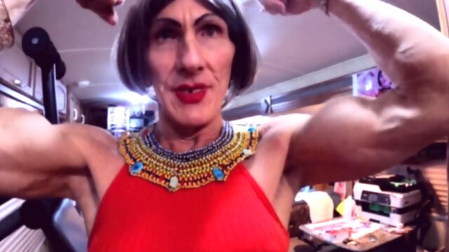 Trans-Bitch Alexandria Forms Tent In Micro Dress  Various Muscular Poses