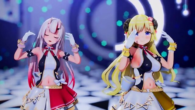 【MMD Hololive  4k/60fps】《Watame (角巻わため) Ayame (百鬼あやめ) 》~《愛包ダンスホールHeart Pie Dancehall HIMEHINA》