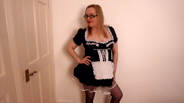 Solo Strip Dance, French Maid, Stockings