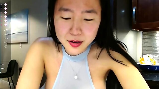 Naughty Asian milf Julia solo masturbation close up