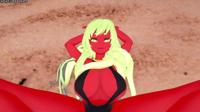 Scanty Daemon Gives You a Footjob At The Beach! Panty and Stocking With Garterbelt Feet POV