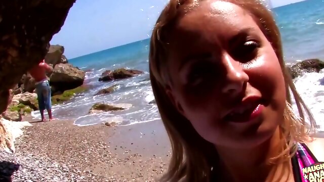Hot Blonde French Slut Gives Up Her Mouth Pussy And Asshole On A Secluded Beach