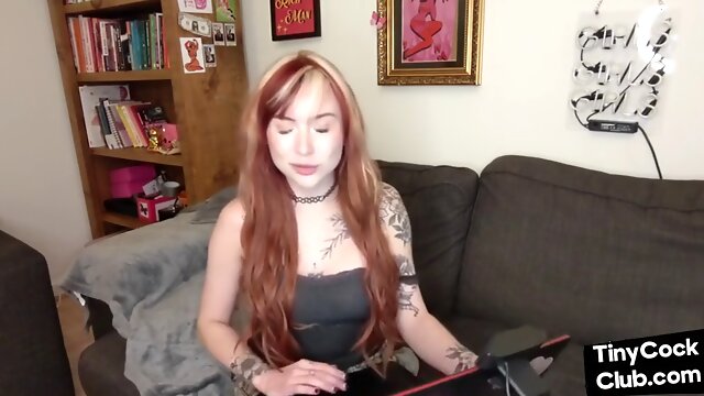 SPH tattooed babe solo talks dirty and humiliates small cocks