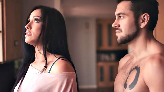 Horny stepdaughter in high heels enjoys a deep pussy pounding and cum on her tattooed pussy