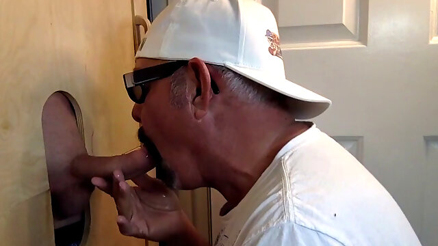 Watch as DILF Gloryhole gets her mature pussy pounded by two guys and takes their deepthroat load in glasses