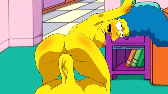 Marge fucks hard while moaning, the simpsons parody