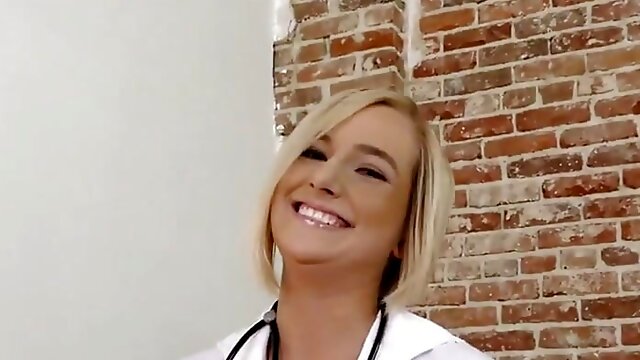 Nurse with medium boobs tugging POV cock and talks dirty