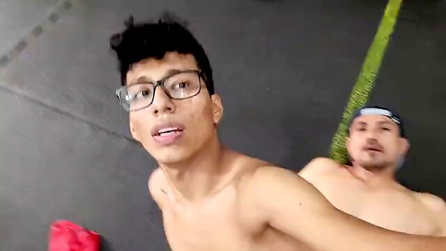 Colombian gay boy gets fucked in the gym by his trainer
