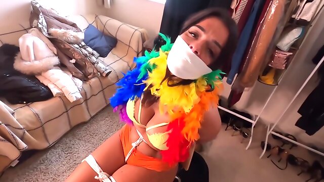 Latina Bound Tight And Gagged With Different Gags