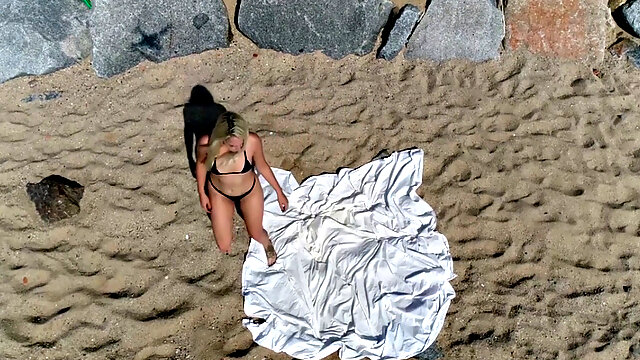Euro babe with tattoos gets pounded doggystyle on beach with POV view