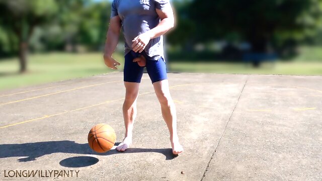 Playing basketball on a public court with my cock on display