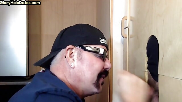 Gloryhole ATM DILF takes and sucks cock in homemade video