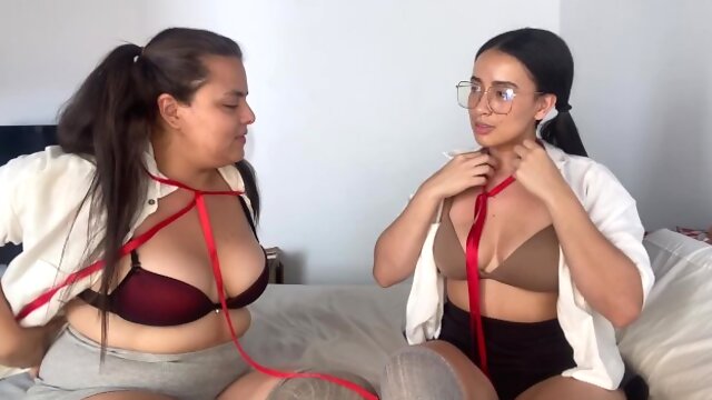 We are studying and we think about our teacher and we get horny and we masturbate