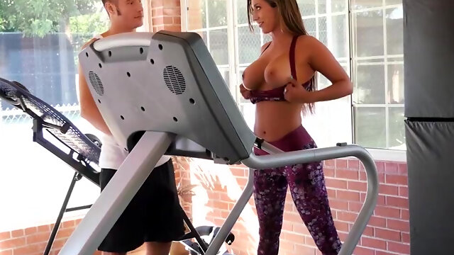 Busty Reena Sky did not mind at all from a hot fuck in the gym with her coach.