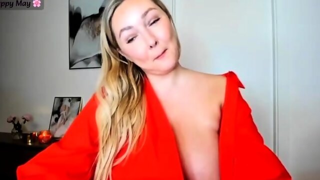 Cute blonde with big boobs solo